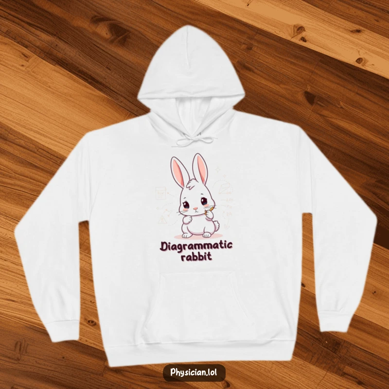 Funny Rabbit Architect Hoodie with a determined rabbit drawing a complex diagram, offering warmth and meticulous humor.