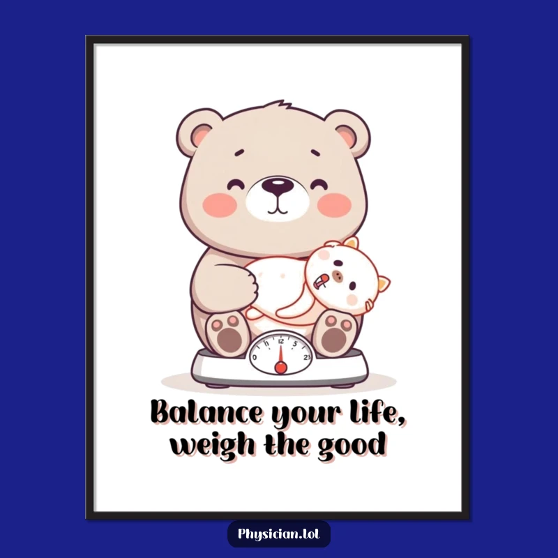 Free Printable Bear Wall Art: Funny Doctor Scale Design Downloadable Art