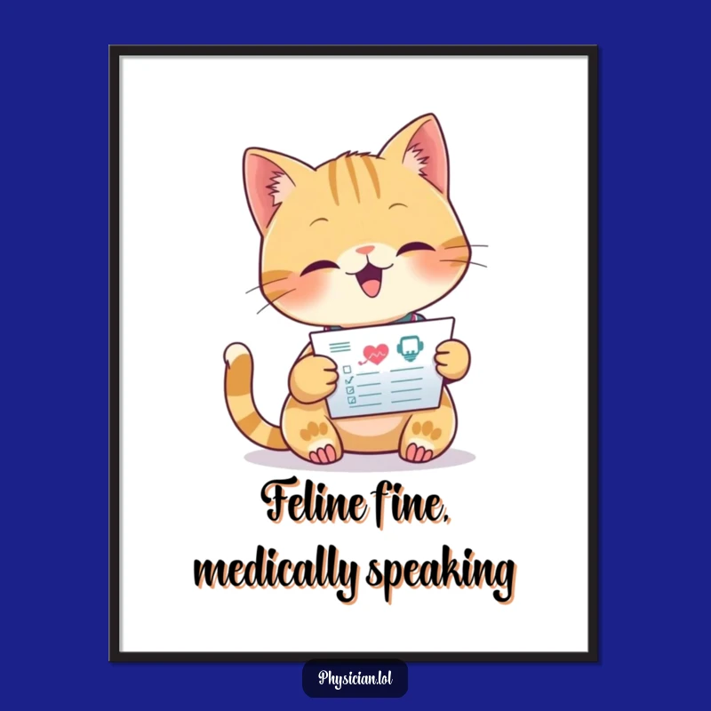Free Printable Wall Art: Funny Cat Doctor Chart Downloadable Quirky Decor