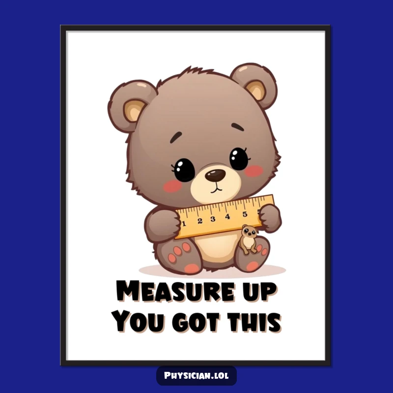 Free Printable Wall Art: Curious Bear Cub Measuring Patient, Hilarious Downloadable Art