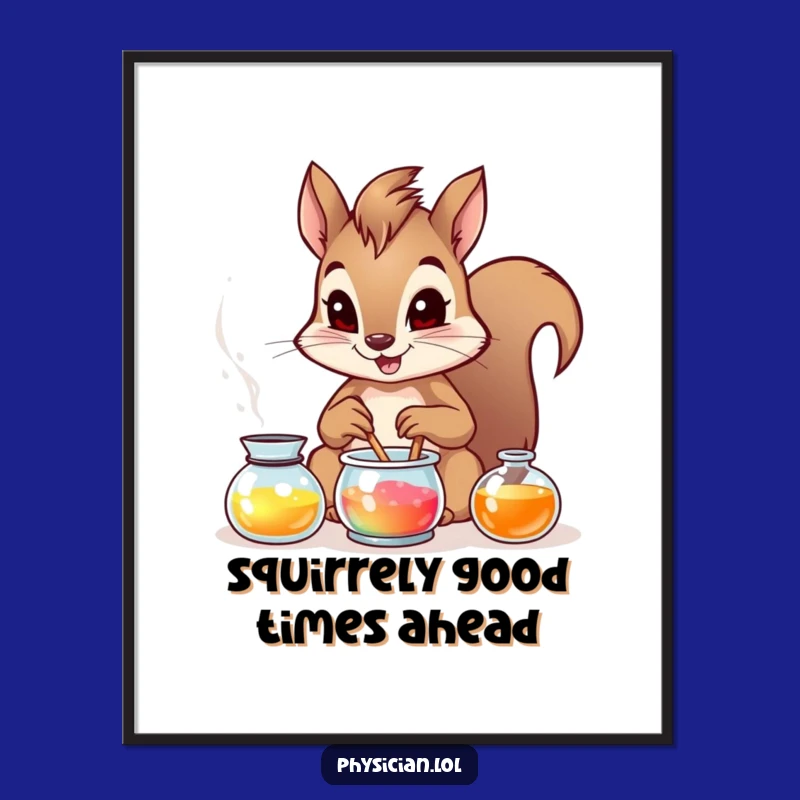 Funny Free Printable Wall Art: Brave Squirrels Colorful Concoction DIY Downloadable Gift