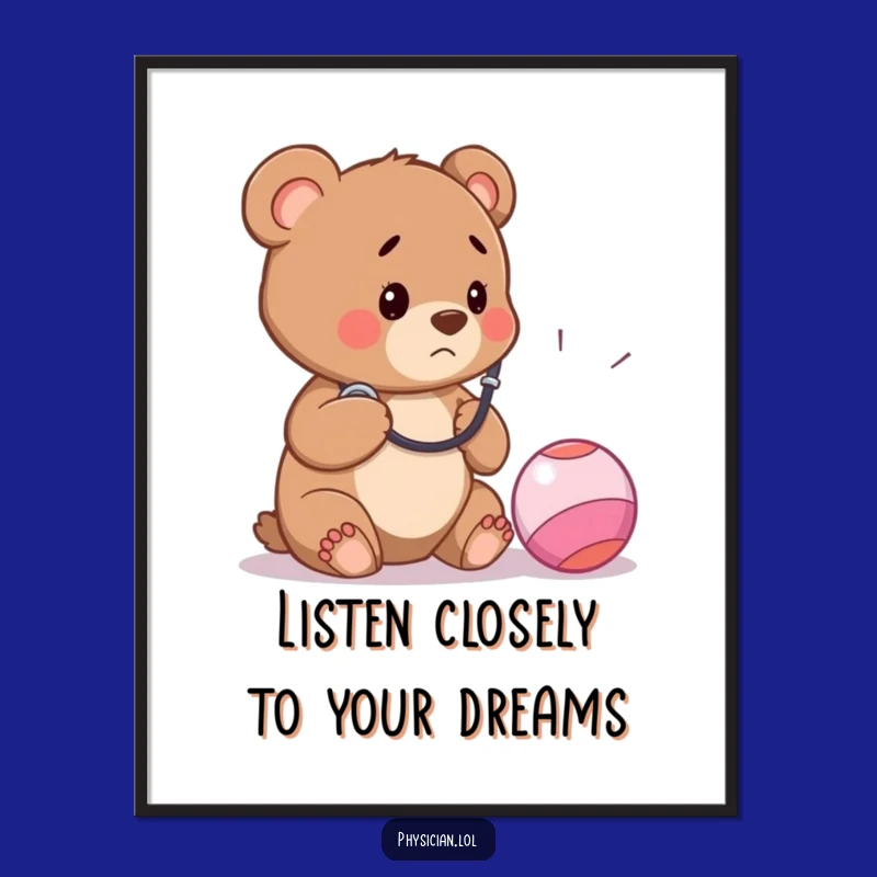Free Printable Wall Art: Concerned Bear Cub Doctor Funny Downloadable Decor for Home