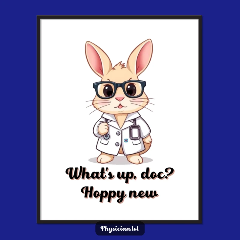 Free Printable Wall Art: Rabbit Scientist Portrait, Humorous Downloadable Decor