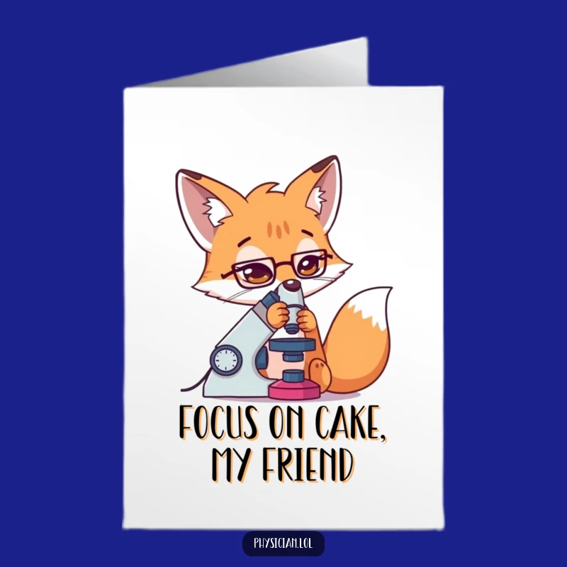 Free Printable Birthday Card: Focused Fox Science Humor, Downloadable Greeting for Smarty Pants Gifts