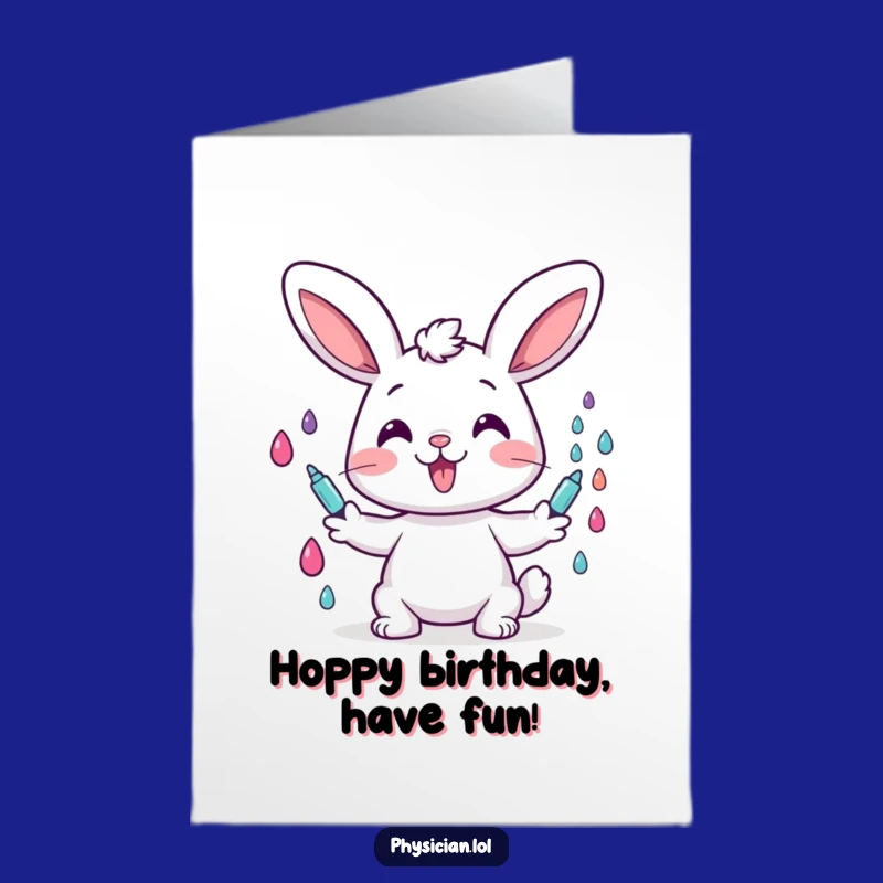 Free Printable Funny Birthday Card: Cheerful Bunny Doctor Downloadable Gift for Joy