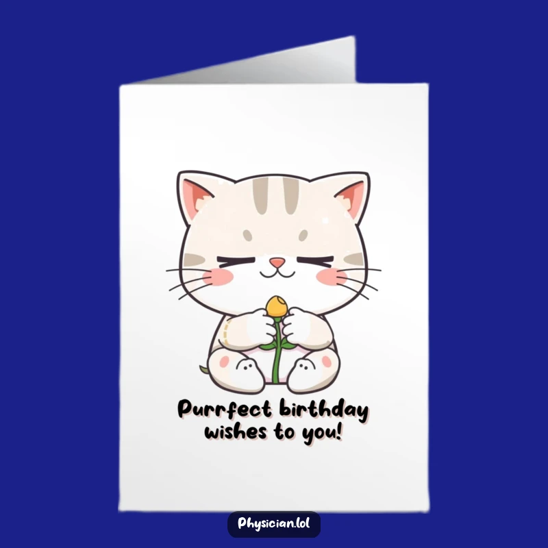 Free Printable Funny Birthday Card: Determined Cat Gardener Downloadable Doctor Gift