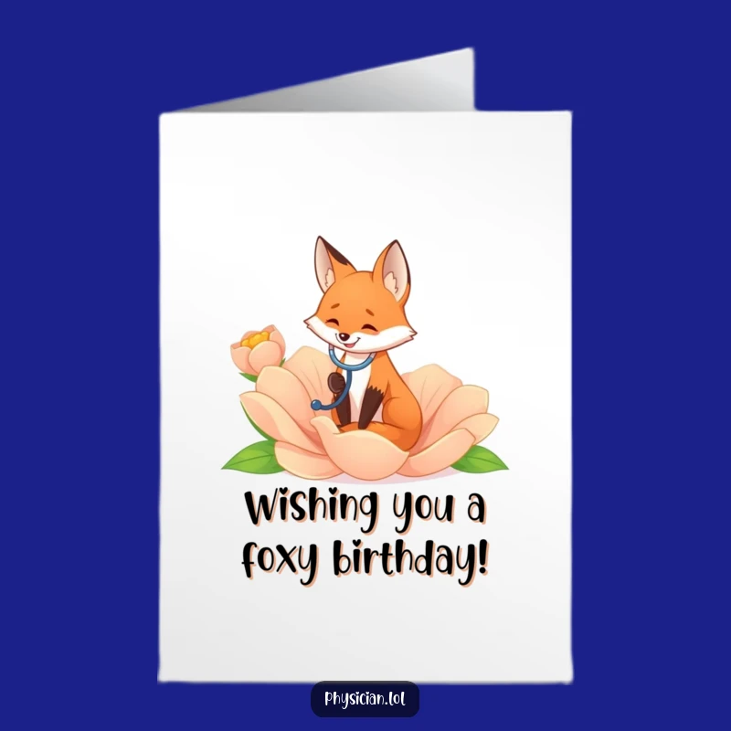 Free Printable Funny Birthday Card: Flower Doctor Fox, Downloadable Gift