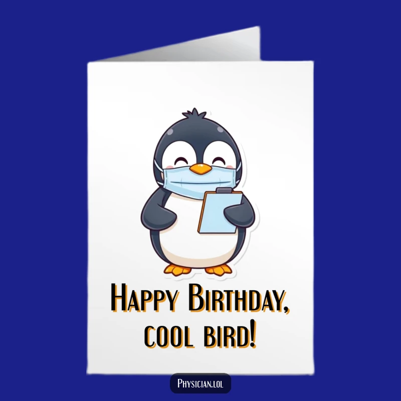 Free Printable Birthday Card: Masked Penguin, Funny Downloadable Gift!
