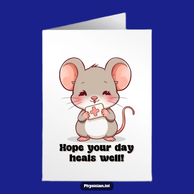 Free Printable Mouse Bandage Birthday Card: Caring Downloadable Gift for a Sweet Wish
