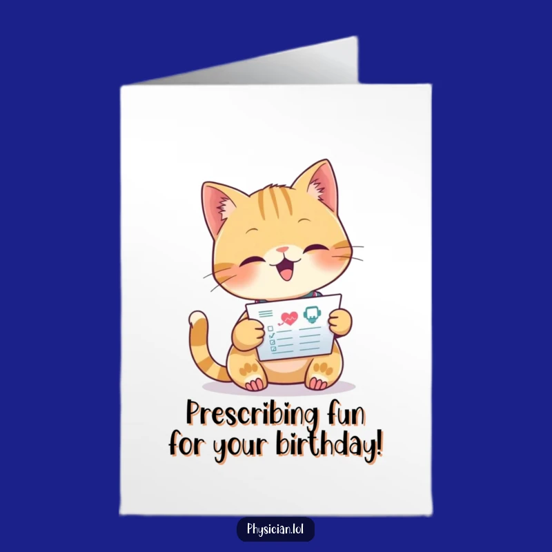 Free Printable Birthday Card: Funny Cat Doctor Downloadable Gift for Cat Lovers