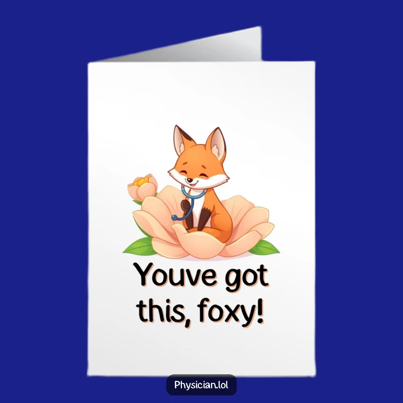Free Printable Congrats Card: Flower Doctor Fox, Funny Downloadable Gift