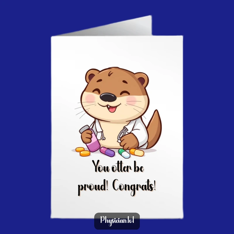 Free Printable Congrats Card: Otter Doctor's Colorful Celebration