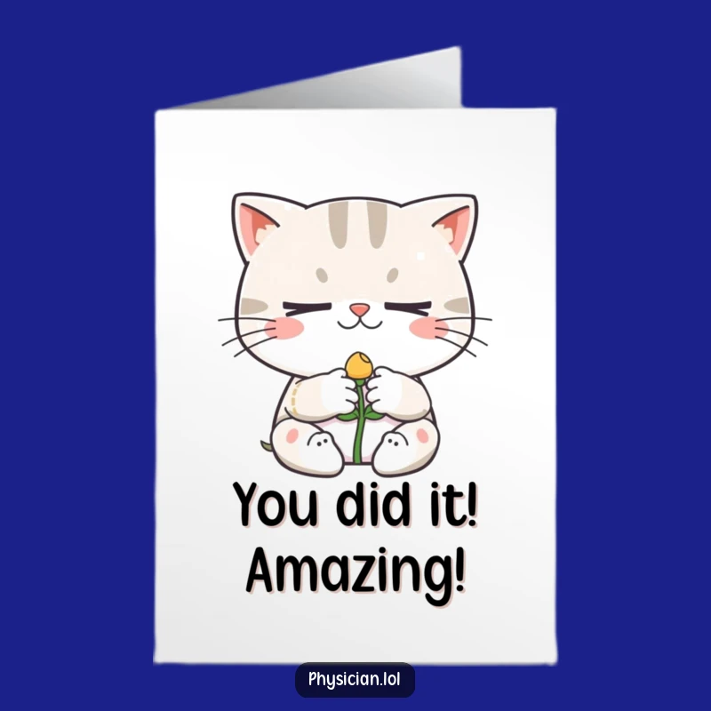 Free Printable Congratulations Card: Determined Cat Gardener Downloadable Gift for New Beginnings