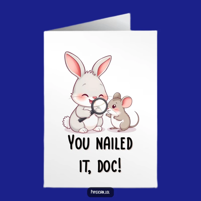 Free Printable Congrats Card: Rabbit Vet & Mouse - Humorous Downloadable Gift
