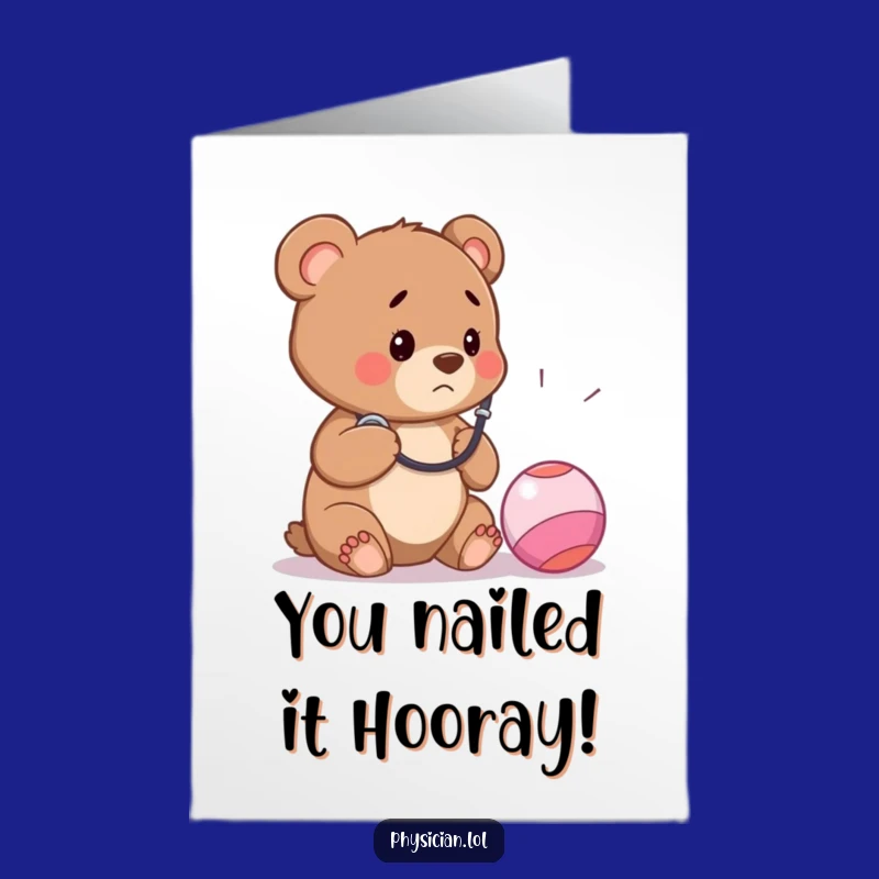 Free Printable Congratulations Card: Concerned Bear Cub Doctor Downloadable Gift for Any Occasion
