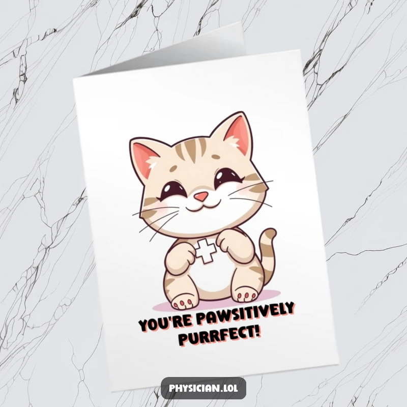 Funny Free Printable Congrats Card: Cat applying a colorful bandage, a humorous and downloadable way to celebrate achievements.