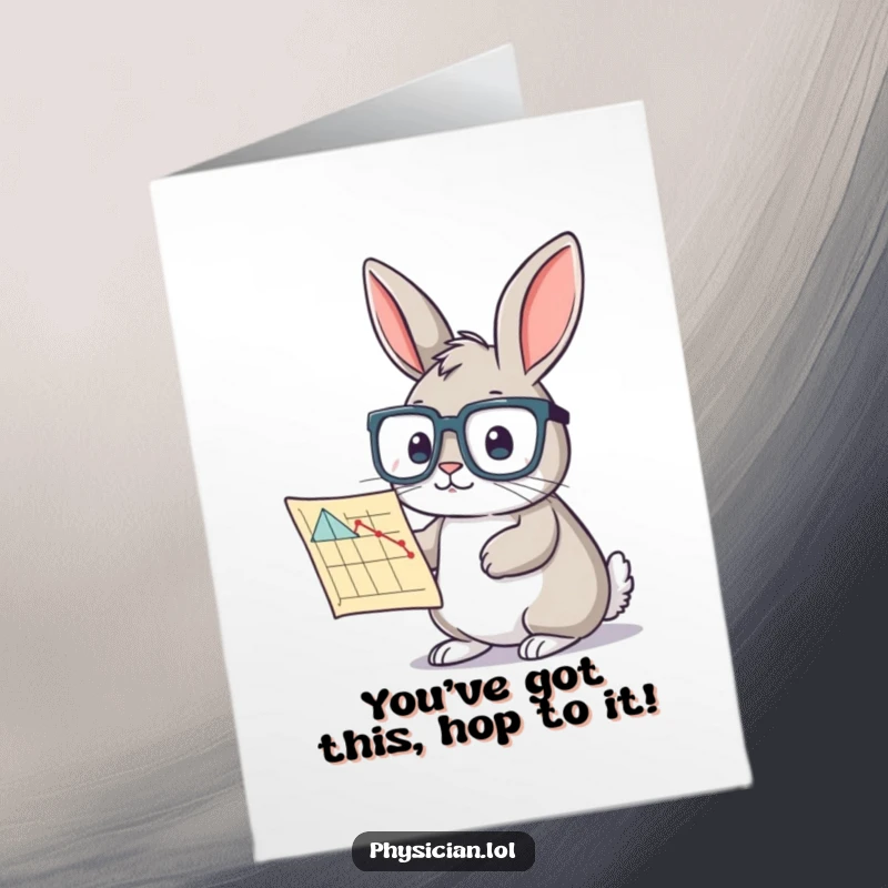Funny Free Printable Congrats Card: Rabbit with oversized glasses on chart, celebrating intelligence, perfect for congratulations, DIY gift.