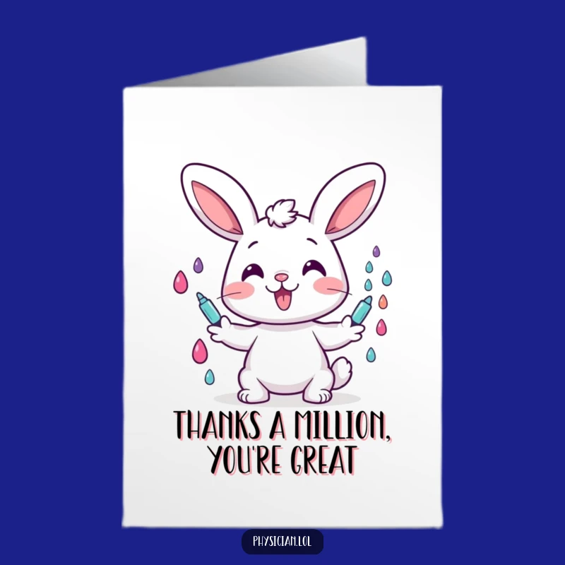 Free Printable Thank You Card: Cheerful Bunny Doctor Downloadable Gift for Care