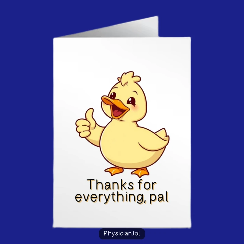 Free Printable Thank You Card: Delighted Duck's Grateful Thumbs Up Downloadable Gift