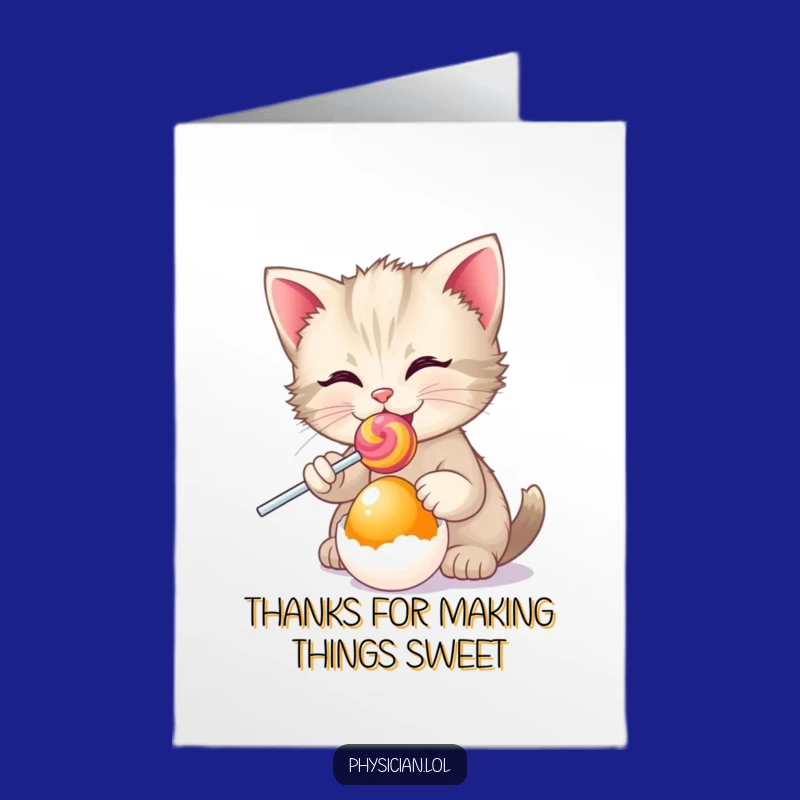 Free Printable Thank You Card: Kitten Doctor, Lollipop Egg, Funny Downloadable Gift