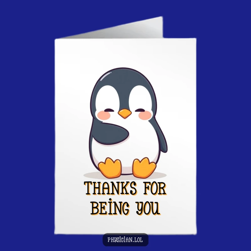 Free Printable Thank You Card: Shy Penguin's Gratitude, Downloadable Greeting for Heartfelt Thanks