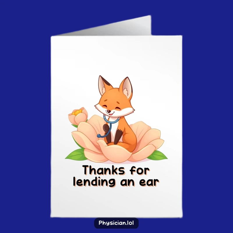 Free Printable Thank You Card: Flower Doctor Fox, Funny Downloadable Gift