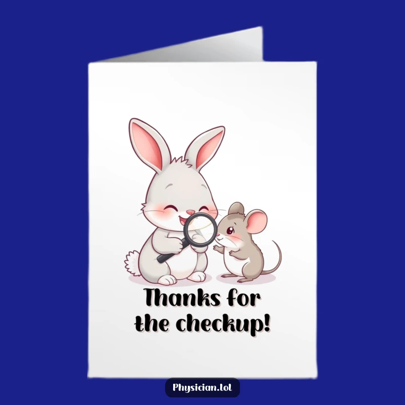 Free Printable Thank You Card: Caring Rabbit Vet & Mouse - Funny Downloadable