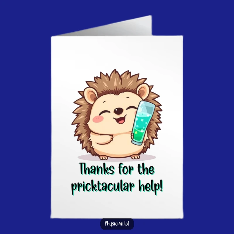 Free Printable Thank You Card: Funny Hedgehog Doctor Downloadable Appreciation Gift