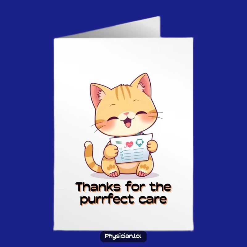 Free Printable Thank You Card: Funny Cat Doctor Downloadable Appreciation Gift