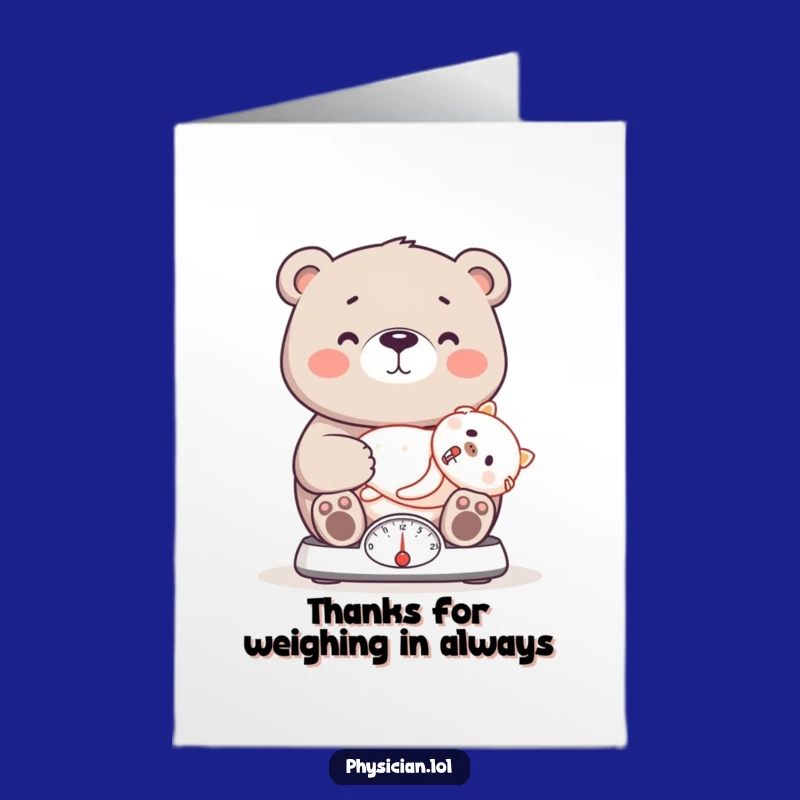 Free Printable Bear Thank You Card: Funny Doctor Scale Downloadable Gift