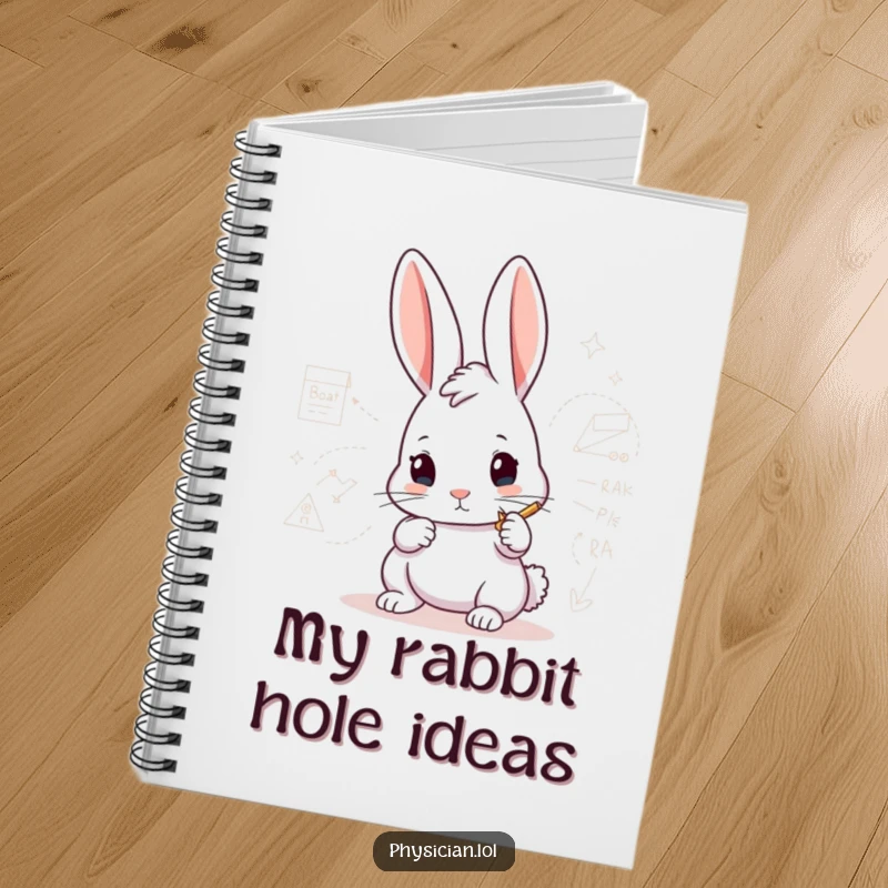 Funny Rabbit Architect Notebook featuring a determined rabbit drawing a complex diagram, ready for notes and sketches.