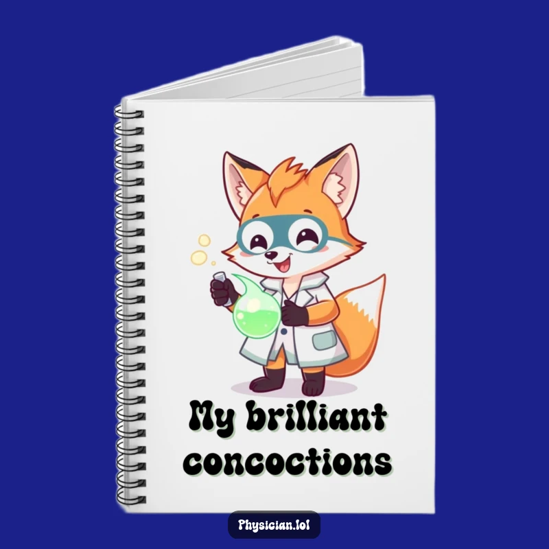 Funny Fox Scientist Notebook: Journal with lab coat, glowing potion, a smart and funny gift for notes.