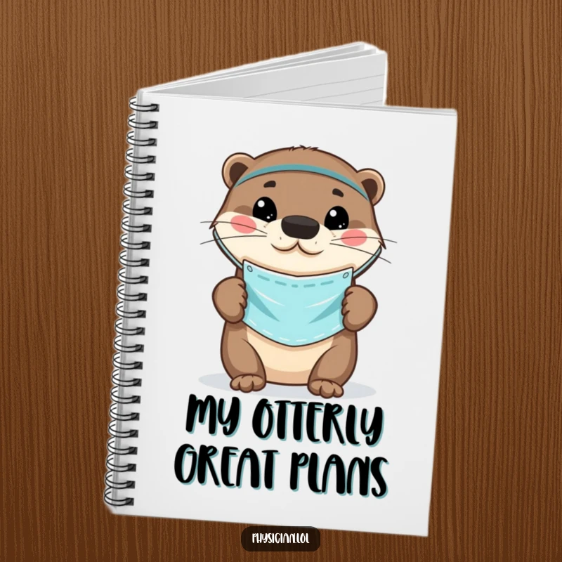 Funny Otter Doctor Notebook featuring a playful otter wearing a small medical mask, ready for notes and safe ideas.