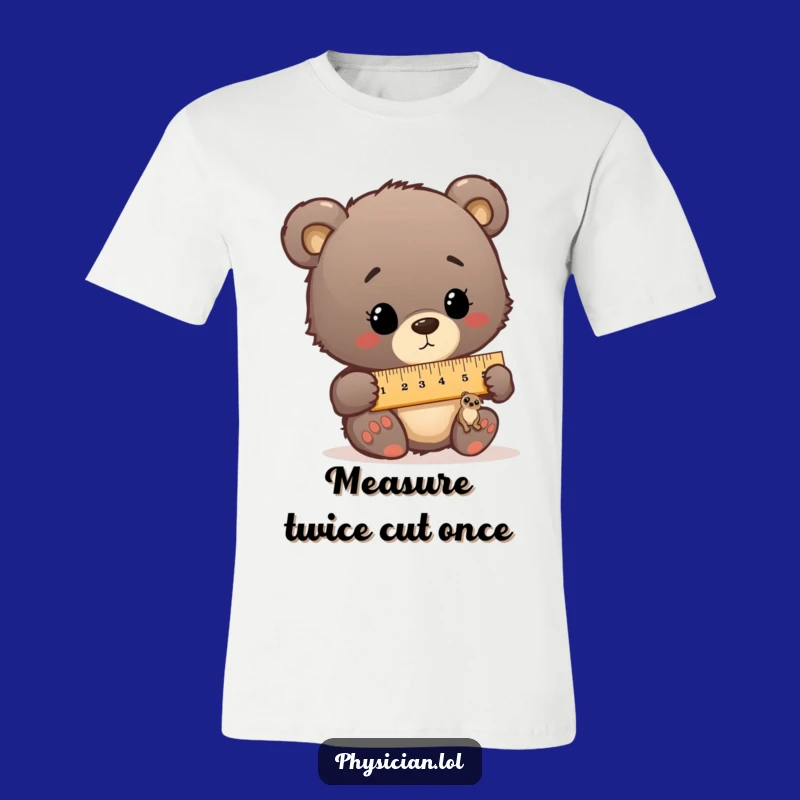 Funny Bear Cub Doctor T-Shirt - Comical Patient Measuring Tee