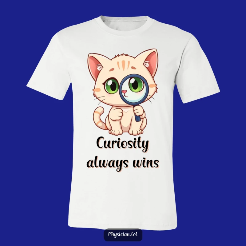 Funny Detective Cat T-Shirt: Magnifying glass, wide eyes, a quirky and funny gift for cat lovers.