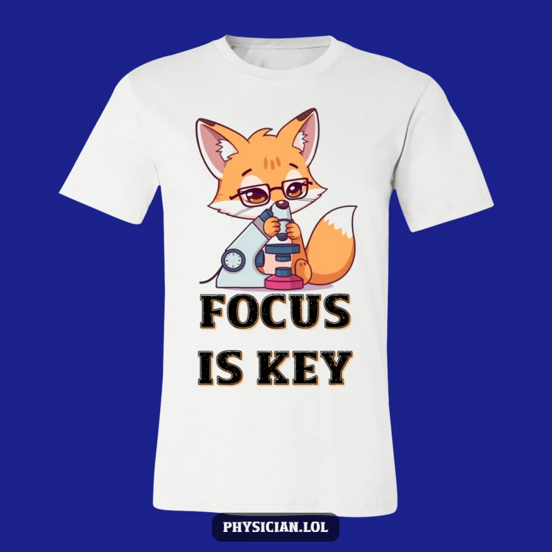 Funny Fox Lab T-Shirt: Determined Scientist with Microscope, Ideal Funny Gift