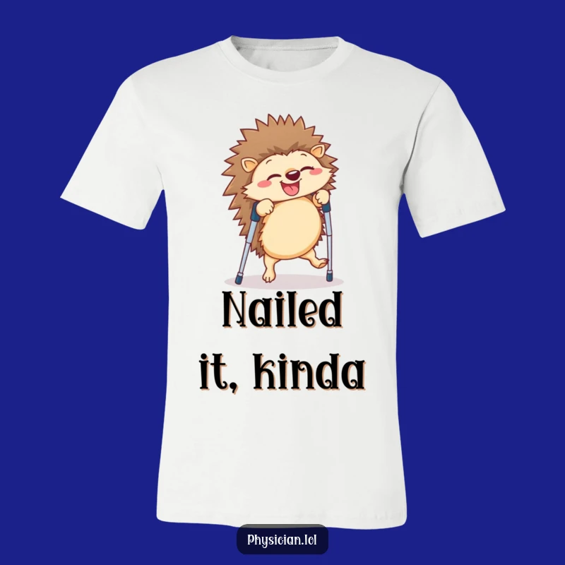 Funny Hedgehog Crutches T-Shirt: Hilarious Giggles Guaranteed for a Comical Look!