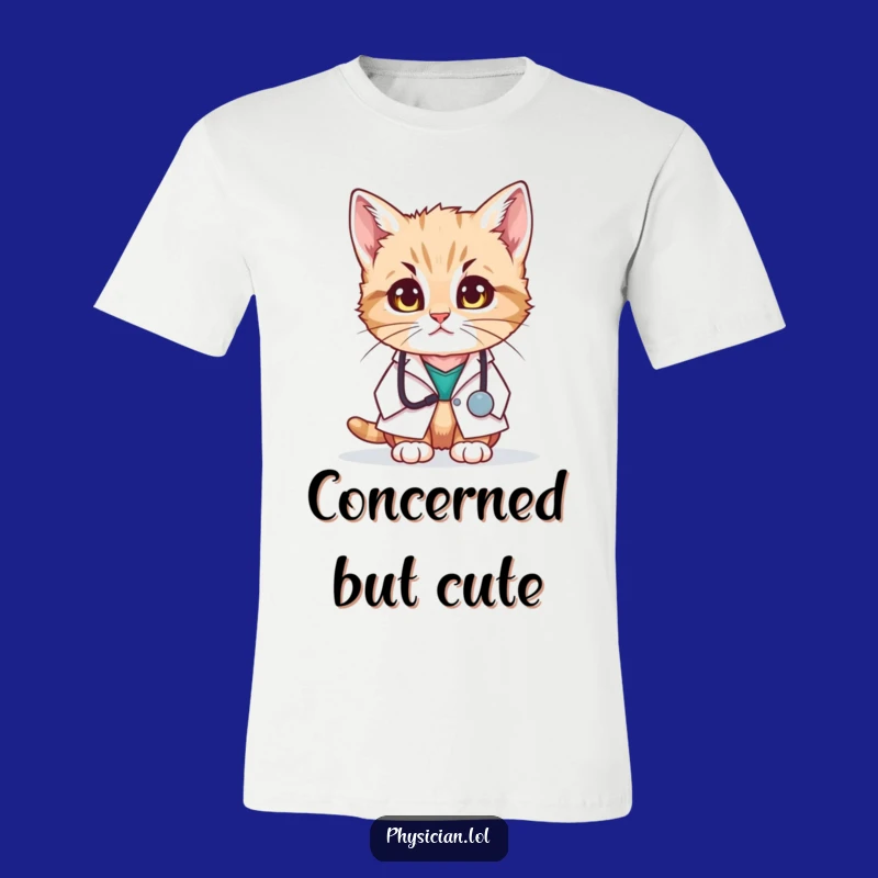 Funny Kitten Doctor Tee: Concerned Feline Charm for Humorous Style