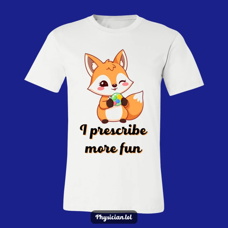 Funny Fox Doctor T-Shirt: Cheerful Fox Prescribing Medicine, A Playful Funny Tee
