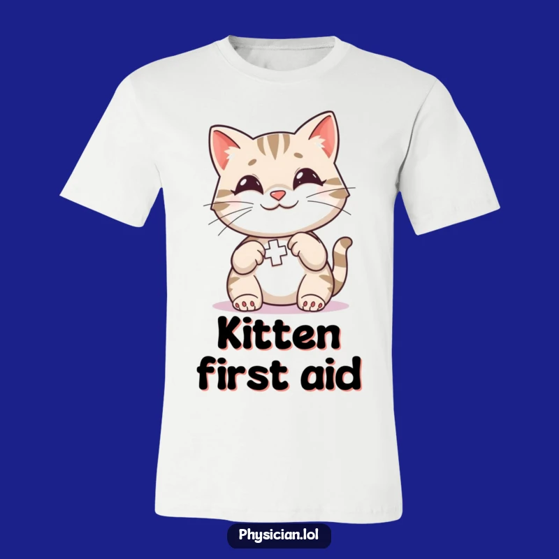 Funny Cat First Aid T-Shirt: Smiling Kitty Care Tee