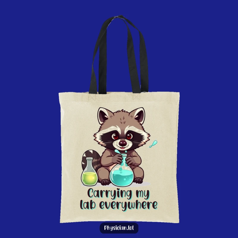 Funny Raccoon Chemist Tote Bag: Giggle-Worthy Lab Potion Carryall